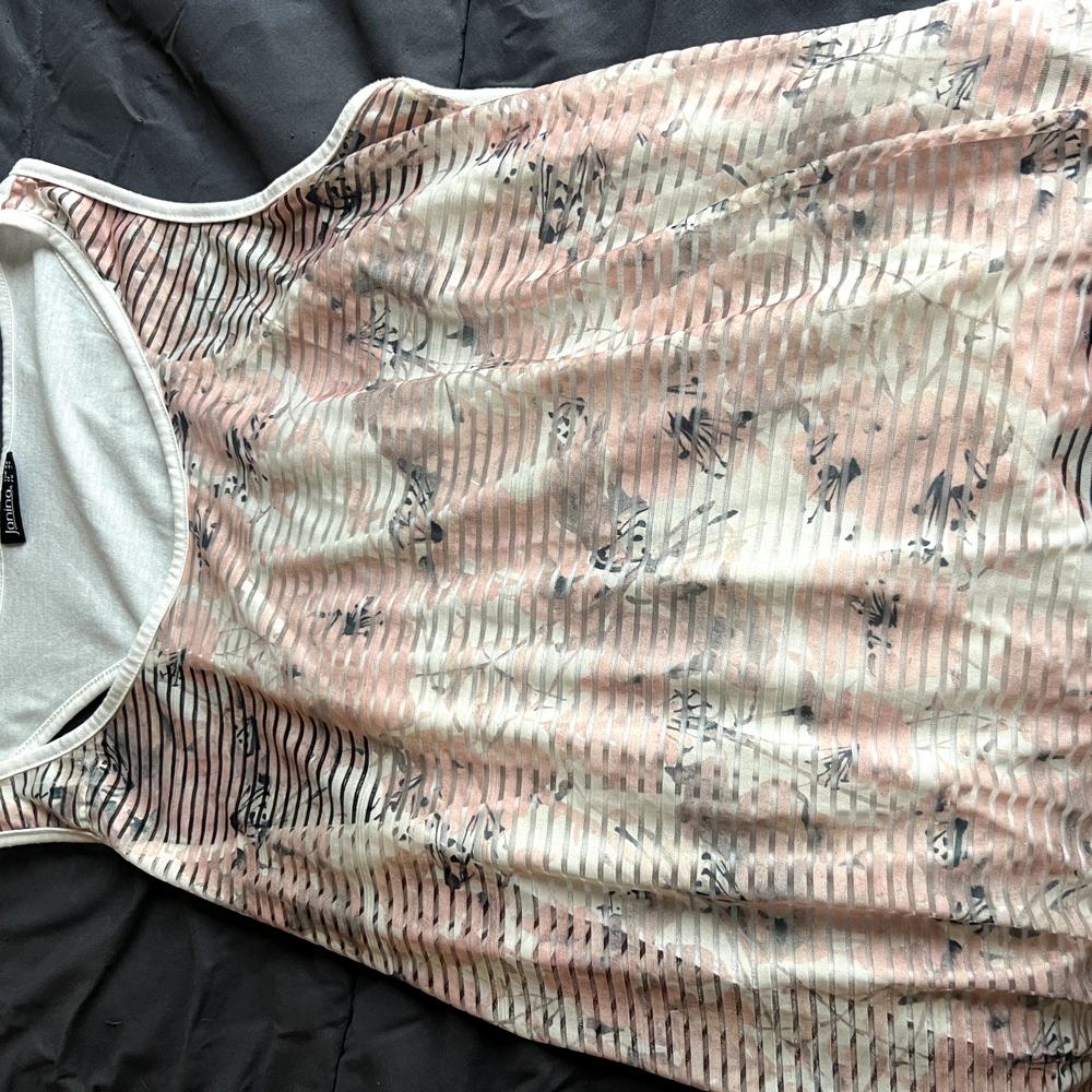 Striped Floral Tank Top in Pink and White